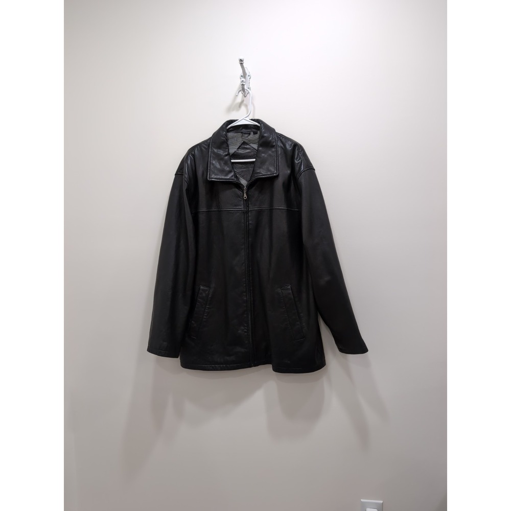 Roundtree & Yorke‎ Men's Genuine Lamb Skin Black Leather Jacket Size XL